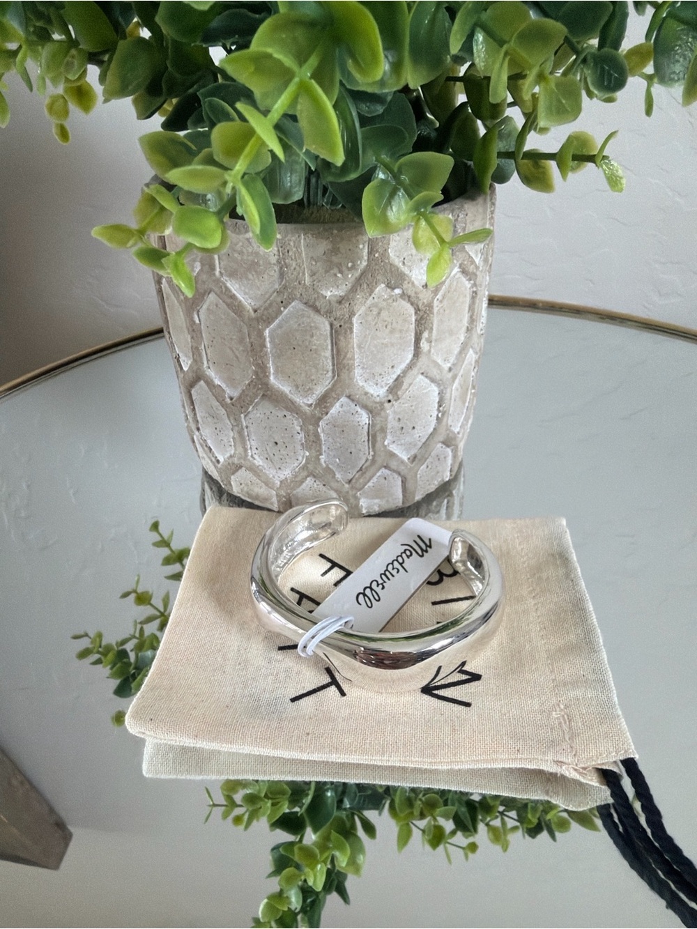 Madewell Chunky Silver Cuff Bracelet Statement Minimalist Open Bangle NX309 NWT